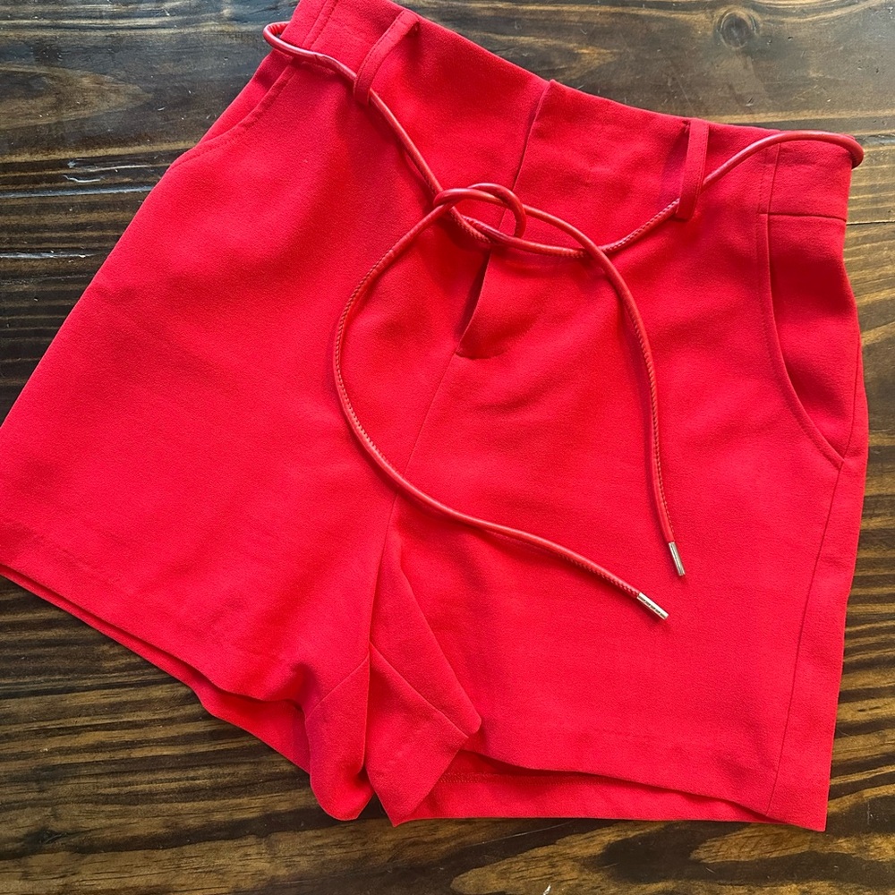 Anthropologie Red High Waist Shorts
